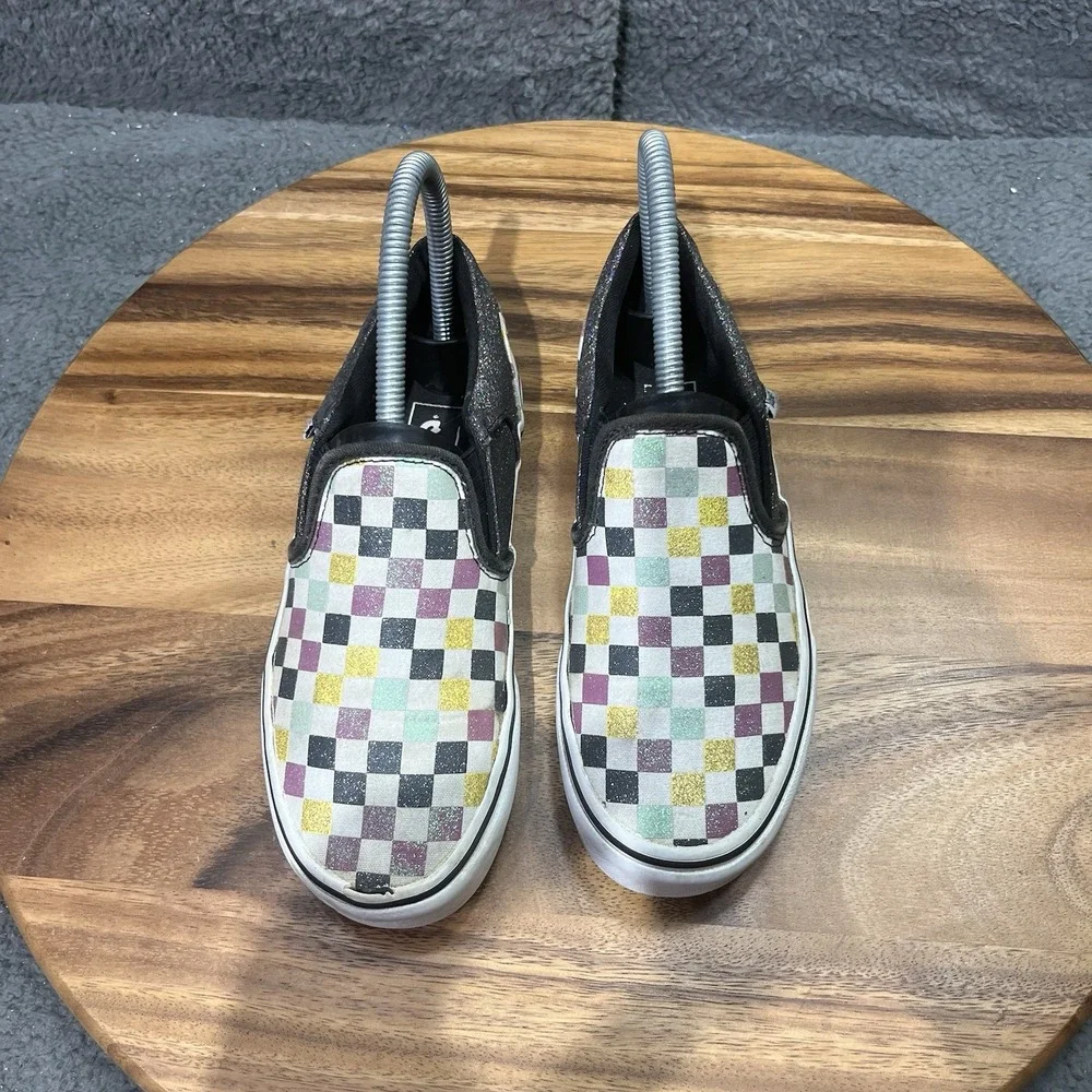 Vans Classic Slip On Glitter‎ Checkerboard Fairy Multicolor Size 3 Kids